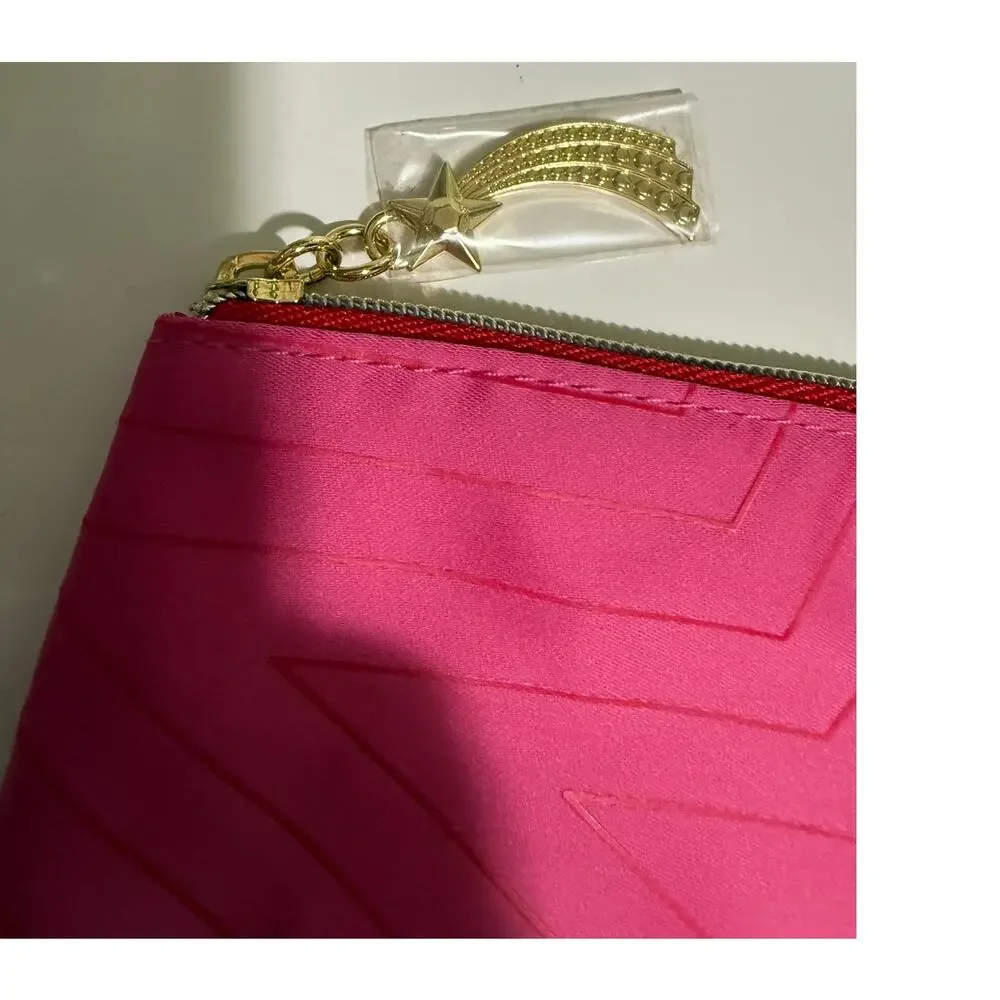 Estee Lauder Pink Star Pattern Clutch / Travel Pouch - Zip Closure